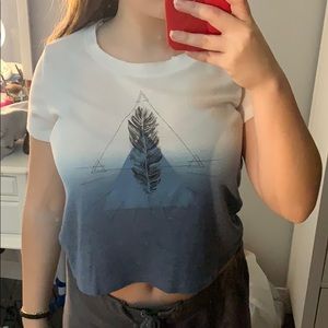 blue dip dye with feather